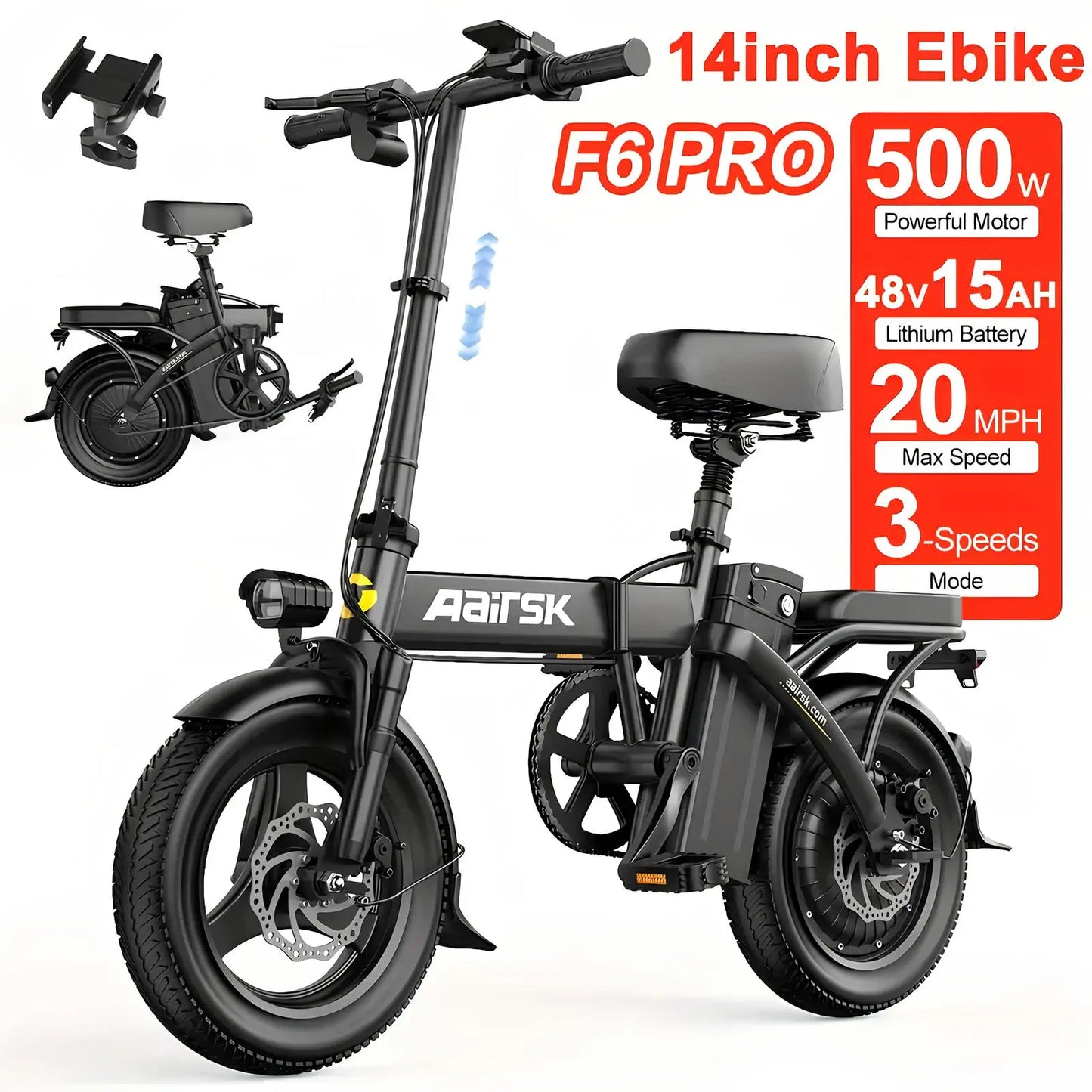 Electric Mountain Bike 750W 23MPH 36V Lithium Battery 7 Speed